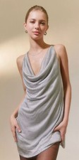 UO Issa Vibe Chainmail Hipster Elegant Cowl Dress- Small