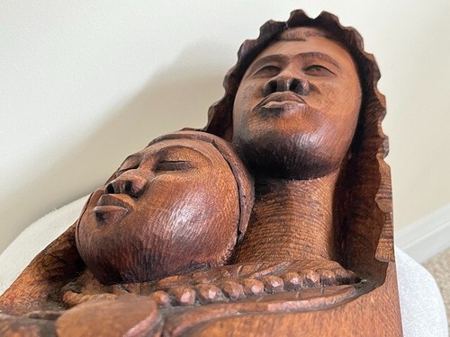 Haitian Artist Roger Francois 1960's Large 20" Wood Carving of Mother & Child - Picture 8 of 17