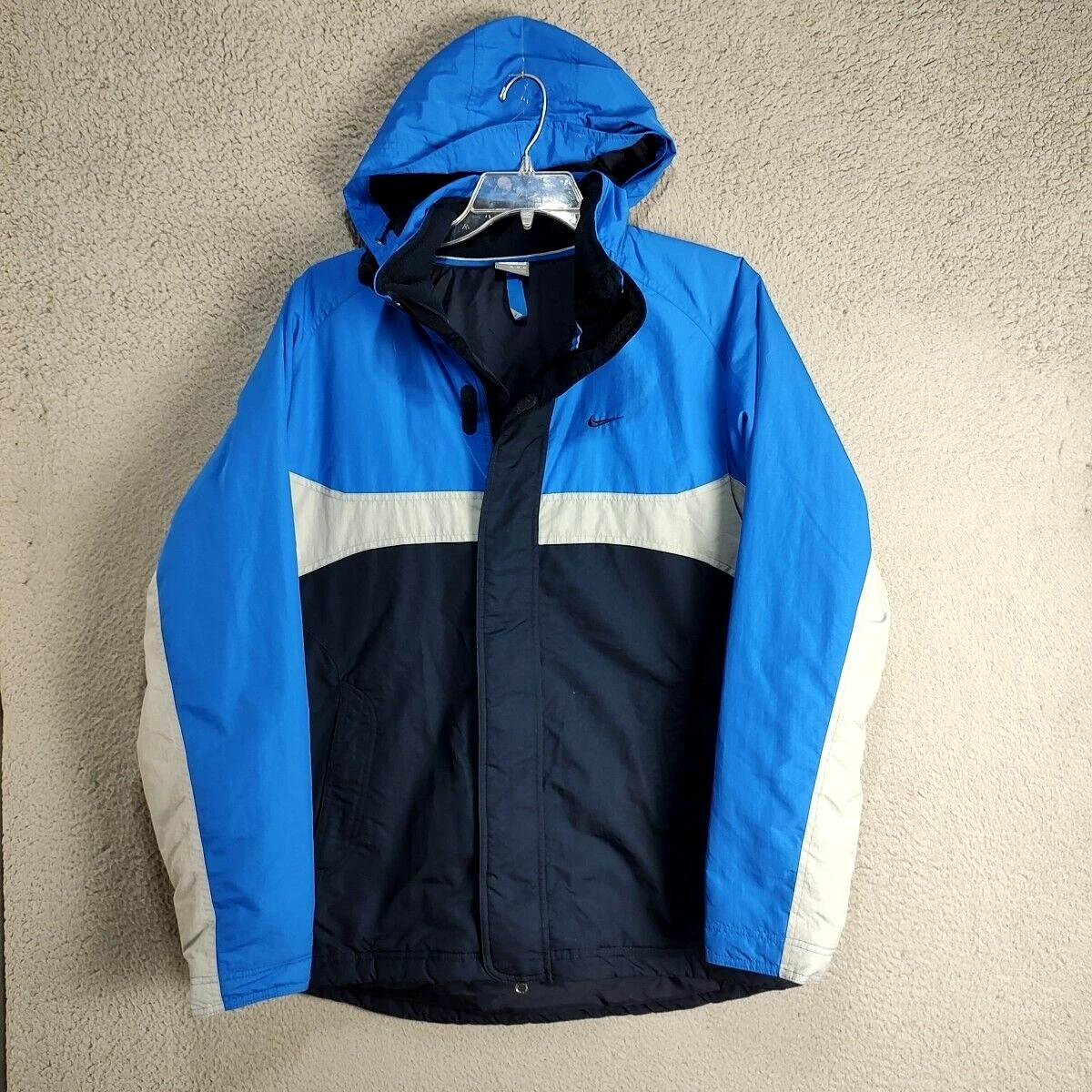 Nike Jacket Adult Medium Hoodie Blue Black Embroider Swoosh Outdoor Unisex