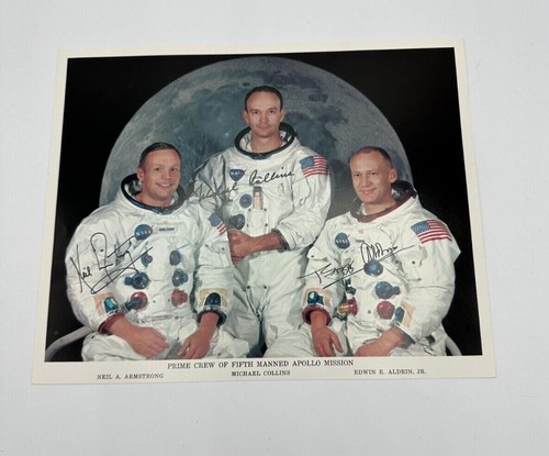 Neil Armstrong Michael Collins Buzz Aldrin Autograph Photo 5th Apollo Mission