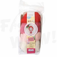 Daiso Japan Roving Wool Needle felting red baby pink white