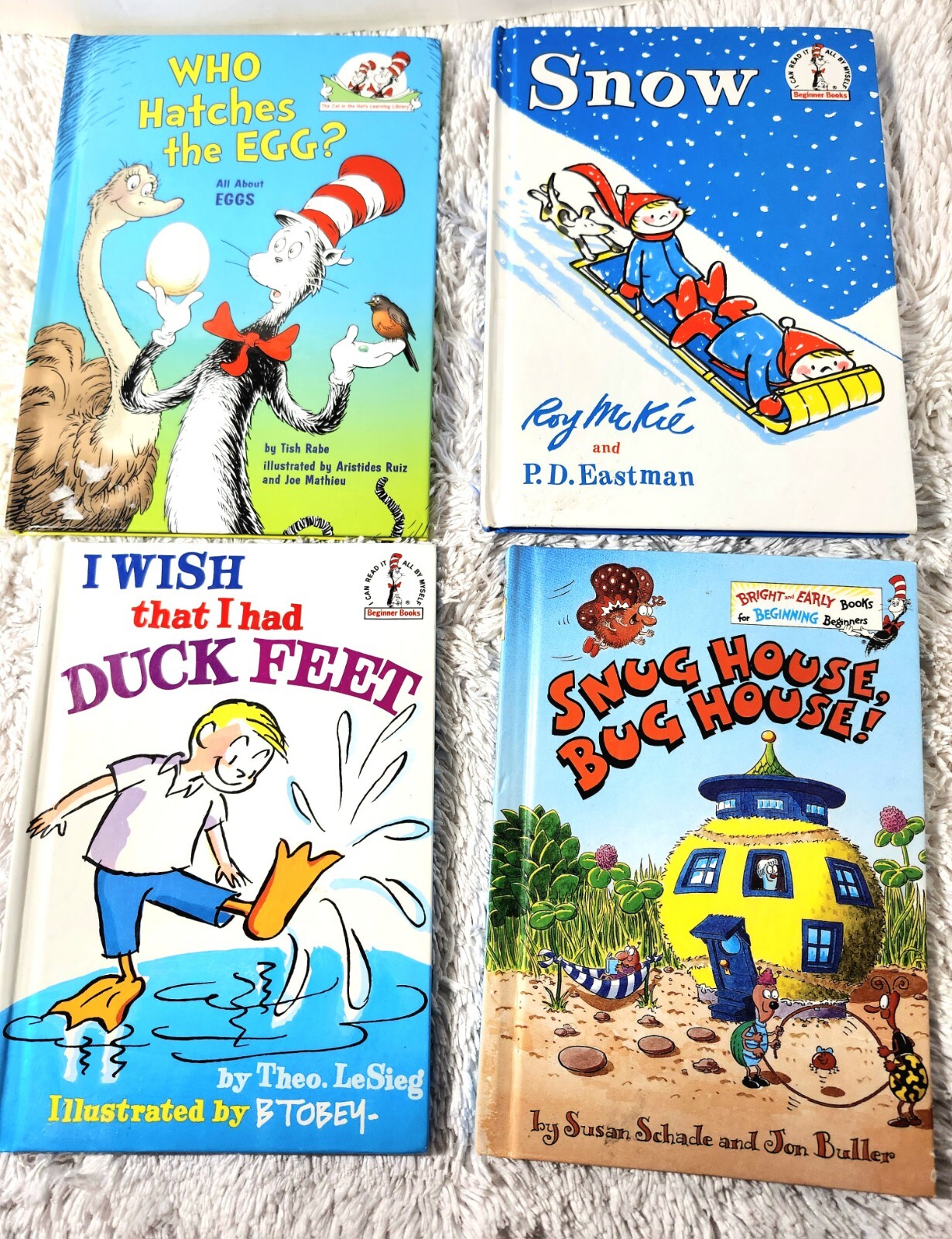 Four Vintage Dr Seuss Hardcover Children's Books - Snow, Duck Feet, Watches Egg