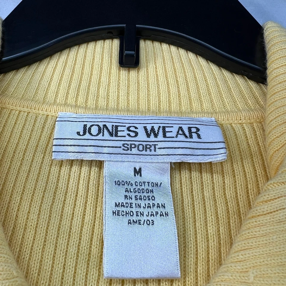 Jones Wear 运动衬衫女式中号黄色长袖 100% 棉 — 第 3/4 张图片
