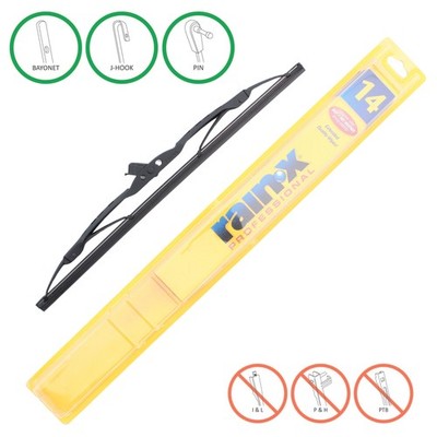 Rain-X RX30114 Professional Wiper Blade 14 Inch- J-Hook Bayonet & Side Pin