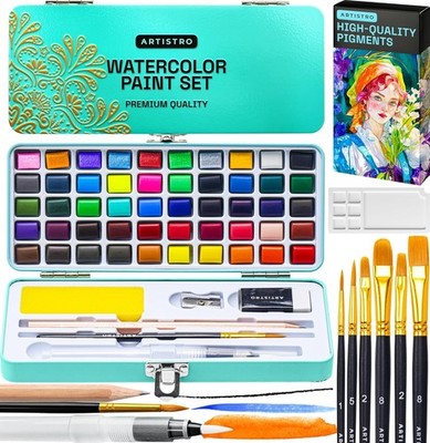 50 Color Paint Set - Portable Paint Art Kit with Palette and Brush Pens - Tra...
