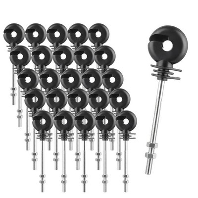 Fensmile 25 Stück Weidezaun Isolatoren M6 Ringisolator mit Muttern