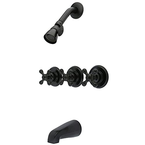 Kingston Brass KB235AX Tub and Shower Faucet with 3-Cross  Assorted Colors 