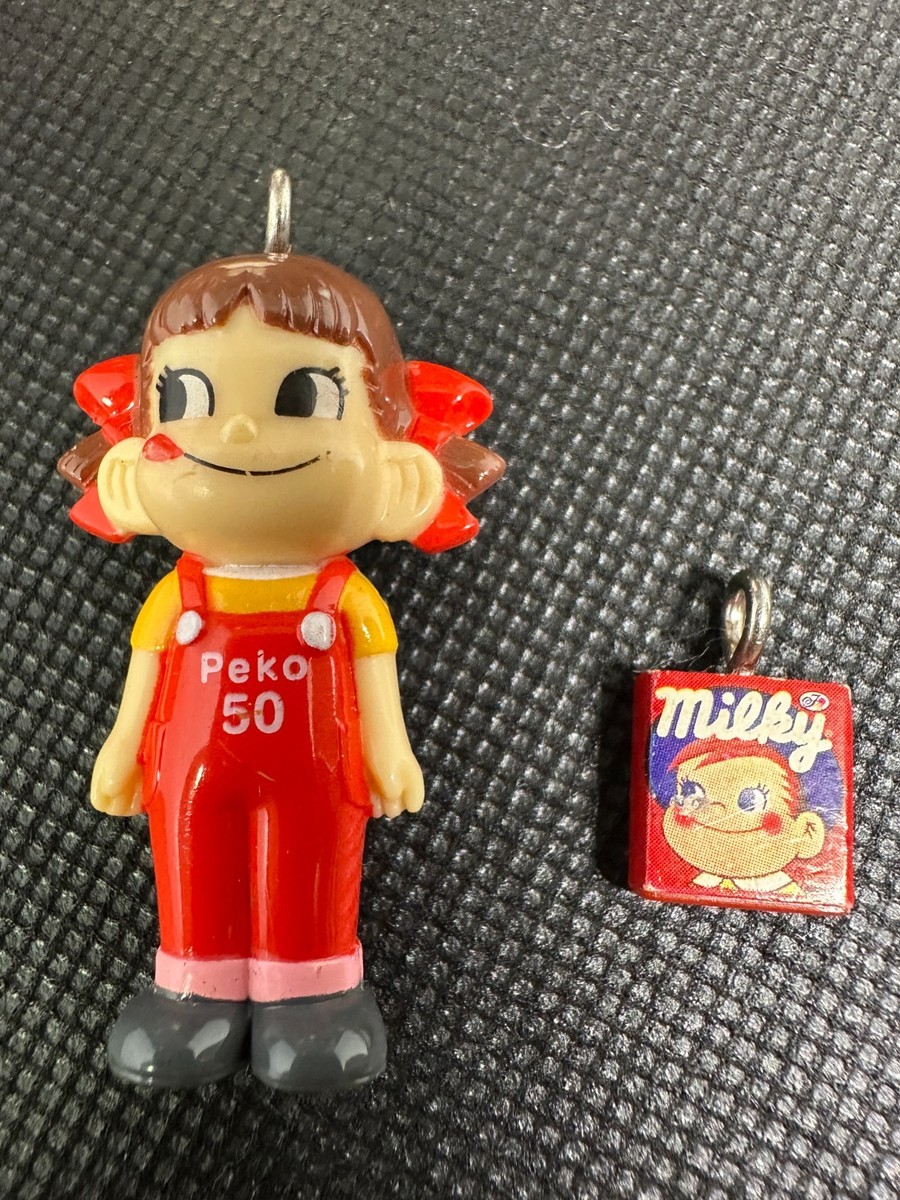 Vintage Fujiya Peko Chan Milky Mini Keychain 5pc Set Japan Limited