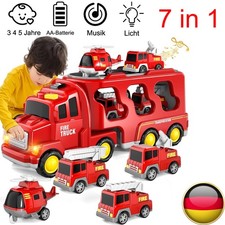 7 in 1 Transport Truck Spielzeugautos mit Licht und Musik für Alter 3 4 5 6 7 DE
