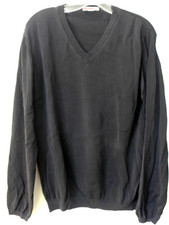 PRADA Mens Black Cotton Knit V Neck Pull Over Sweater Italy M/L