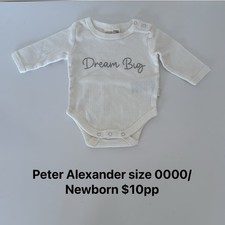PETER ALEXANDER Size 0000/Newborn Pyjama PJ’s Baby Kids Jumpsuit OnePiece Romper