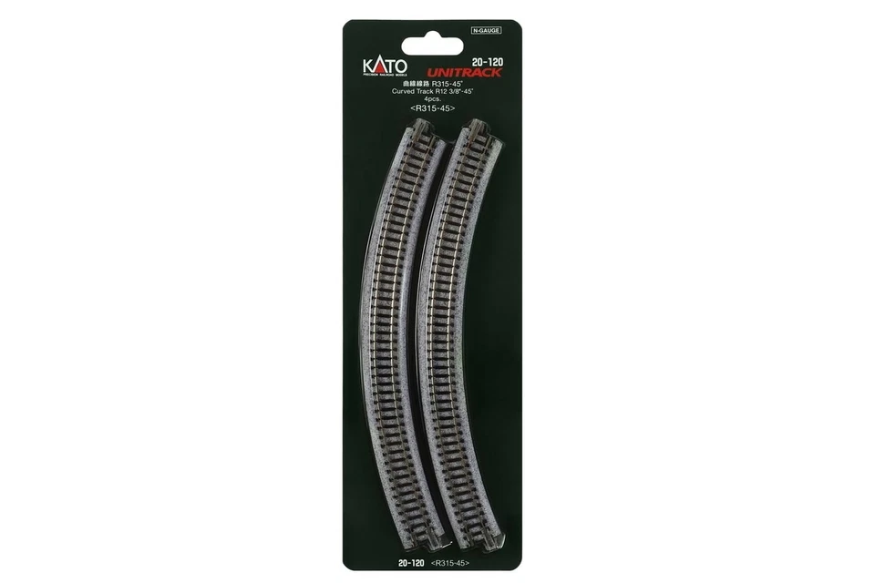 KATO N Gauge Curved Track R315-45°, Set of 4, 20-120, Model Railroad Supplies - Image 4 of 4
