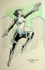 DOMINOS - Mars Servicio SIGNED Hand-Painted Convention Marvel Comics Art