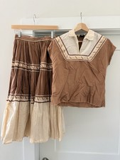 Vintage 40s 50's Thunderbird Fashions Patio Skirt Shirt Set Western Swing USA