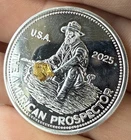 1 oz Silver Round ~ 2025 Revived Engelhard The American Prospector GOLD NUGGET