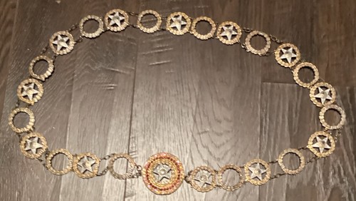 Vintage Elk Lodge C F L J S Medallion With Gem Stones Belt 1900’s 39” Long