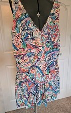 Chaps Floral One Piece Swimsuit Dress Modest Vacation Beach Womens Plus 18W