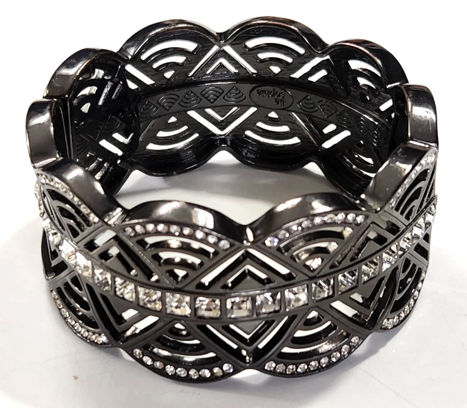 Lia София эластичной панели браслет черный филигранный w/стразы ар-деко стиль - Изображение 2 из 4