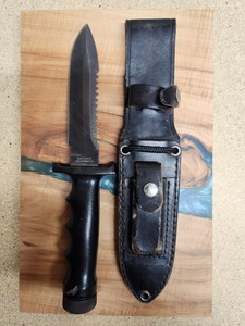 Vintage Explorer Wilderness Survival Knife with a Leather Sheath