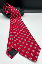 Brooks Brothers Makers  Merchants Men's All Silk Tie  Red  Geometric  USA 