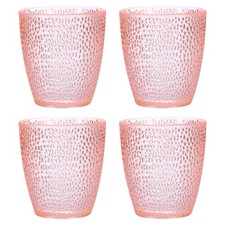 7oz Acrylic Drinking Glasses, 4Pcs Plastic Reusable Tumbler, Pink