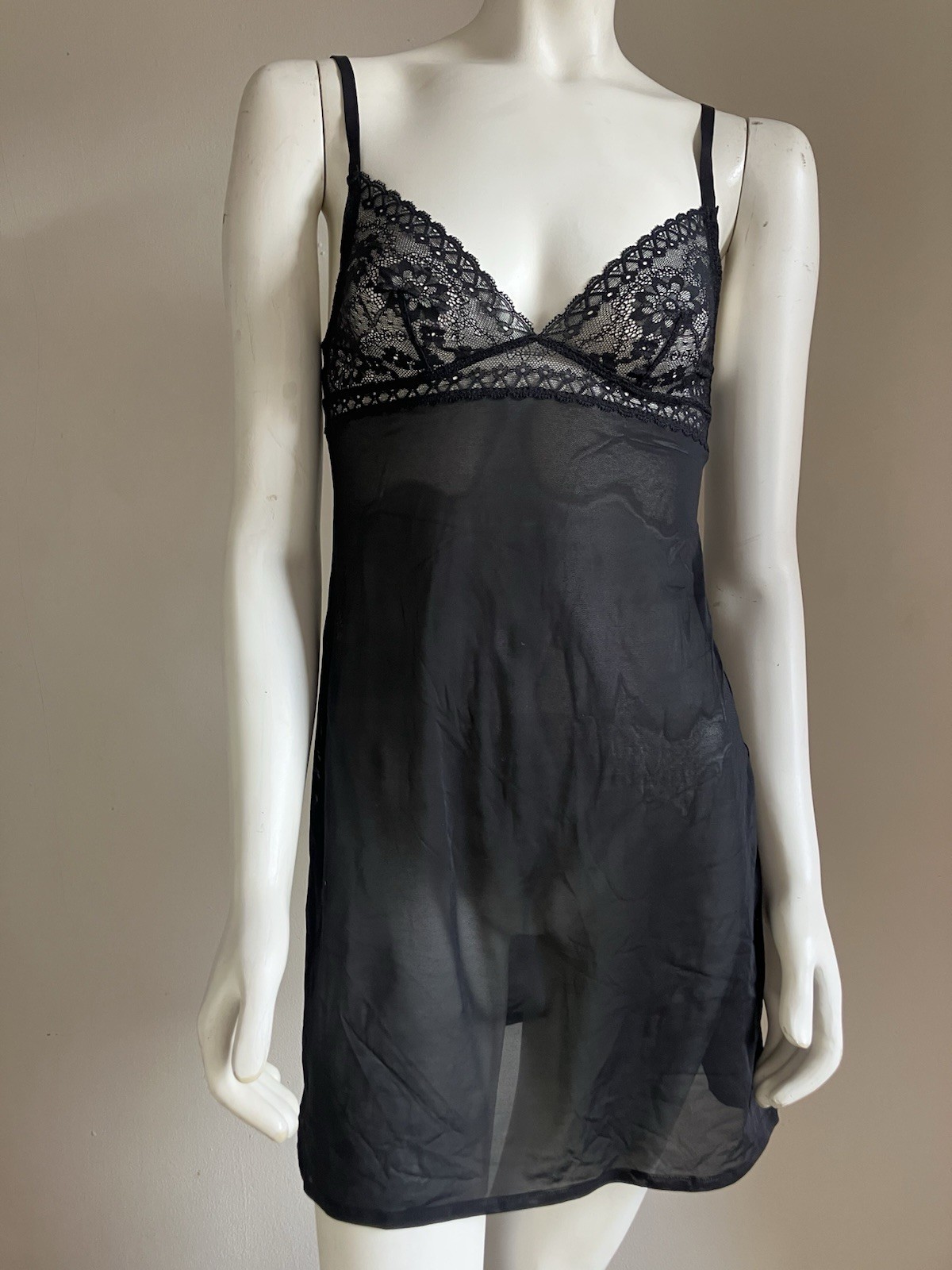 La Perla Black Sheer Lace Babydoll Chemise Lingerie Dress IT 40 / US S image 3