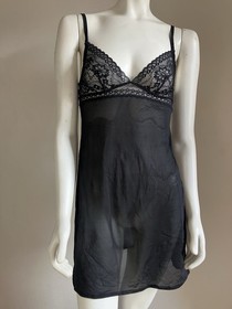 La Perla Black Sheer Lace Babydoll Chemise Lingerie Dress IT 40 / US S