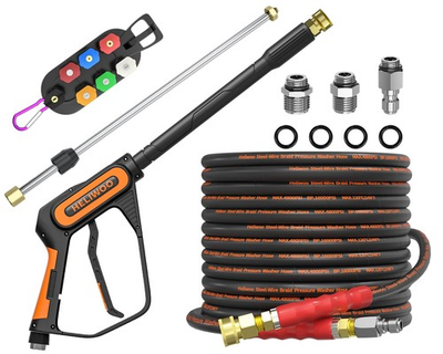 #ad 5000PSI Pressure Washer and Hose Kit 50FT Kink Resistant Steel Braided Power... $146.13