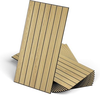 20pc Peel Stick Wood Slat Wall Panels 12''x24'' 40sqft Decorative PVC Wooden Panel