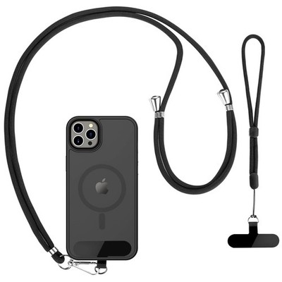CACOE Cell Phone Lanyard 2 Pcs-1 30''（Neck Strap×1）+8''（Wrist Strap×1）, Black 