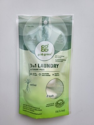 GRAB GREEN 15 Sample Packs (30 Total Pods) Vertiver 3in1 Laundry Detergent Pods
