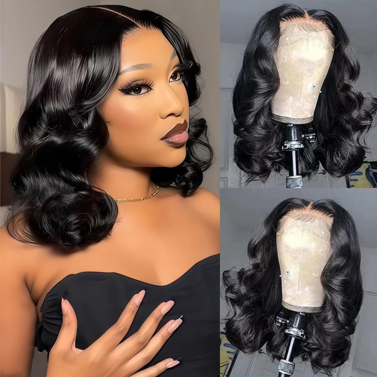 13x4 Body Wave Lace Front Wig Human Hair Wig for Women Short Bob