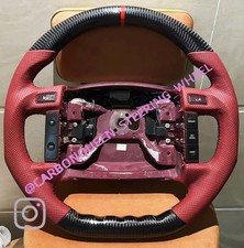 Real Carbon Fiber Steering Wheel For Ford F150 F250 Xlt 92-96 Ys W/red Leather