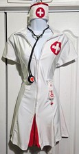 Say Ah! Sexy Nurse Costume Dress Stethoscope Oral Syringe Naughty Adult M/L