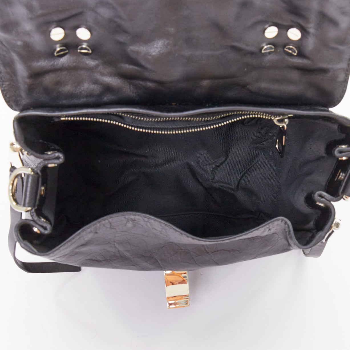 rare PROENZA SCHOULER PS1 black textured leather silver hardware small backpack image 8