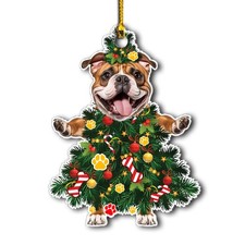 2025 English Bulldog Christmas Tree Ornament - Festive Holiday Acrylic Hangin...