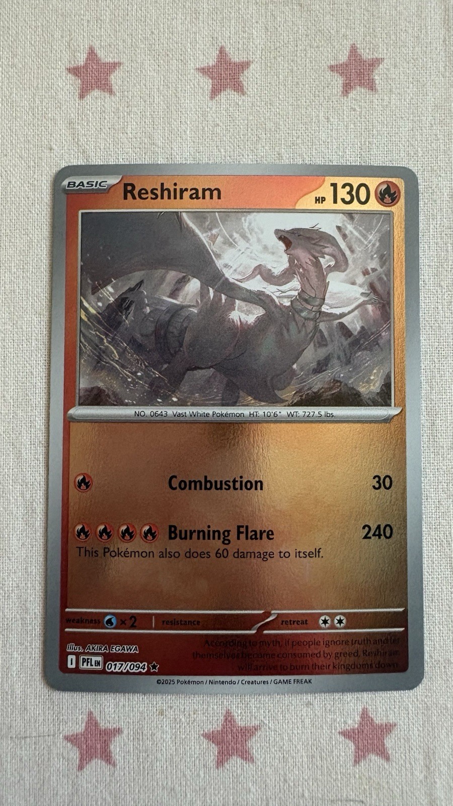 Reshiram 017/094 Phantasmal Flames Reverse Holo Pokémon TCG Card