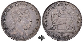 ÄTHIOPIEN 1 birr 1889 (1897) SILVER Silbermünze Menelik II Ethiopia