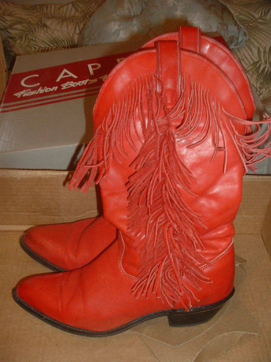 Capezio cowgirl boots western Leather Boots sz 7 M vintage with box martina red