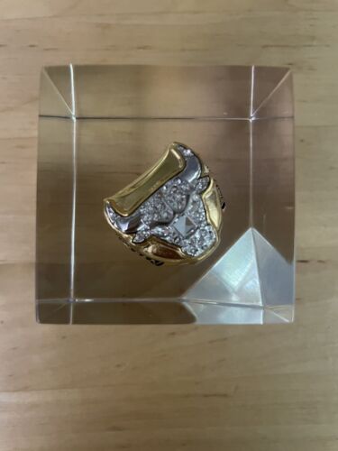 96 97 CHICAGO BULLS NBA FINALS WORLD CHAMPIONSHIP RING IN LUCITE CUBE JOSTENS - Picture 1 of 4