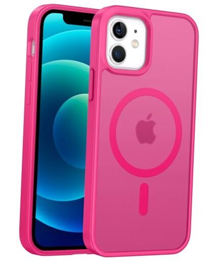 for iPhone 12 Phone Case: Magnetic Matte Textured Military Grade Drop Hot Pink