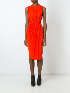 GIVENCHY-1965-Authentic-New-Orange-Pleated-Smocked-Waist-Dress