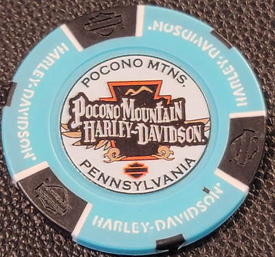 POCONO MOUNTAIN HD ~ PENNSYLVANIA (Aqua/Black Full Color) Harley Poker Chip