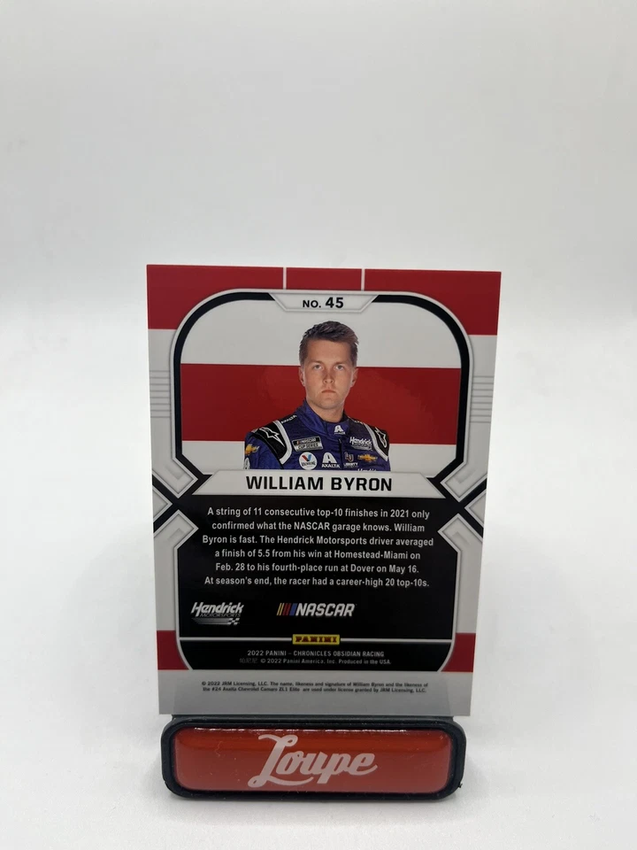 William Byron 2022 Panini Chronicles Racing Obsidian #45 Axalta Chevy - Image 3 of 3