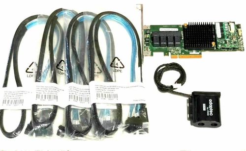 Adaptec ASR 71605 1GB 16Port PCIe Raid w/ Battery & 4x Cables SFF-8643 to SATA