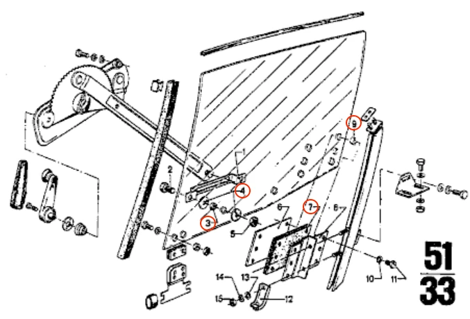 BMW E9 2500CS 3.0CSI - CONJUNTO DE MONTAGEM PARA JANELA DE PORTA - 24 PEÇAS - Imagem 3 de 4