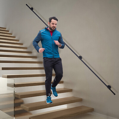 Industrial-Style Black Handrail 366m for Stairs and Loft Safety