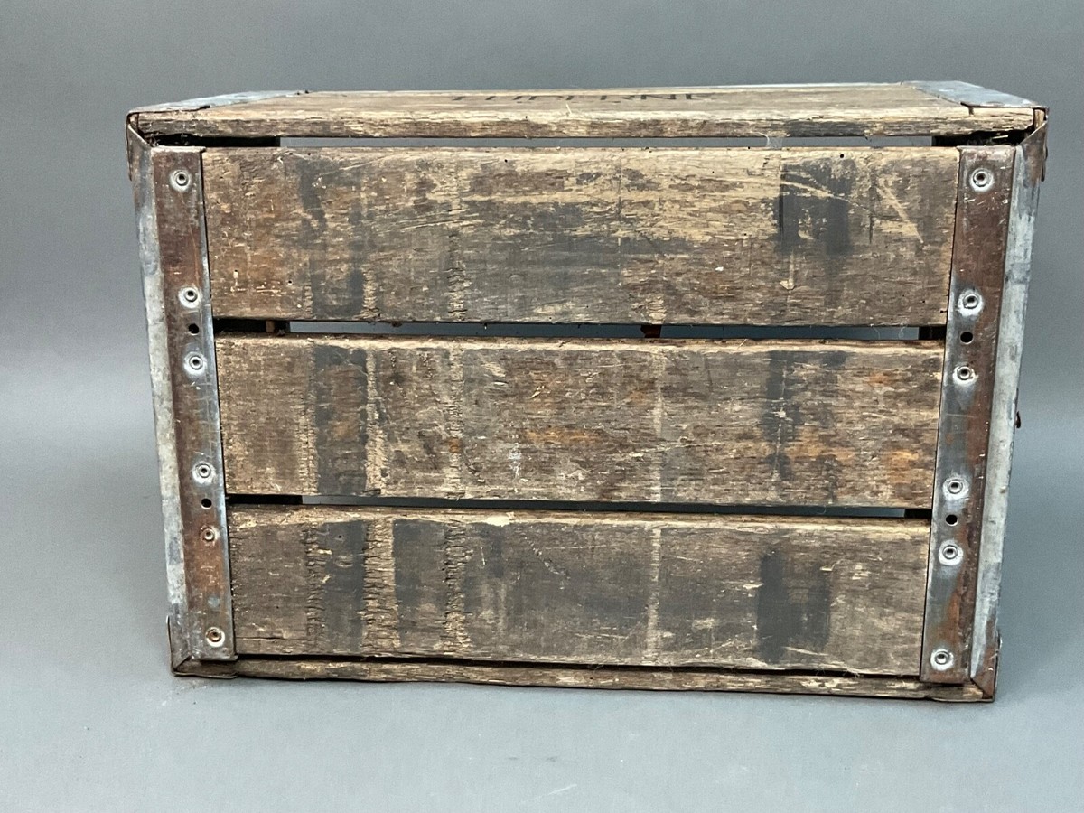Vintage Heavy Duty Lucerne Dairy Milk Crate Wood Metal Banded