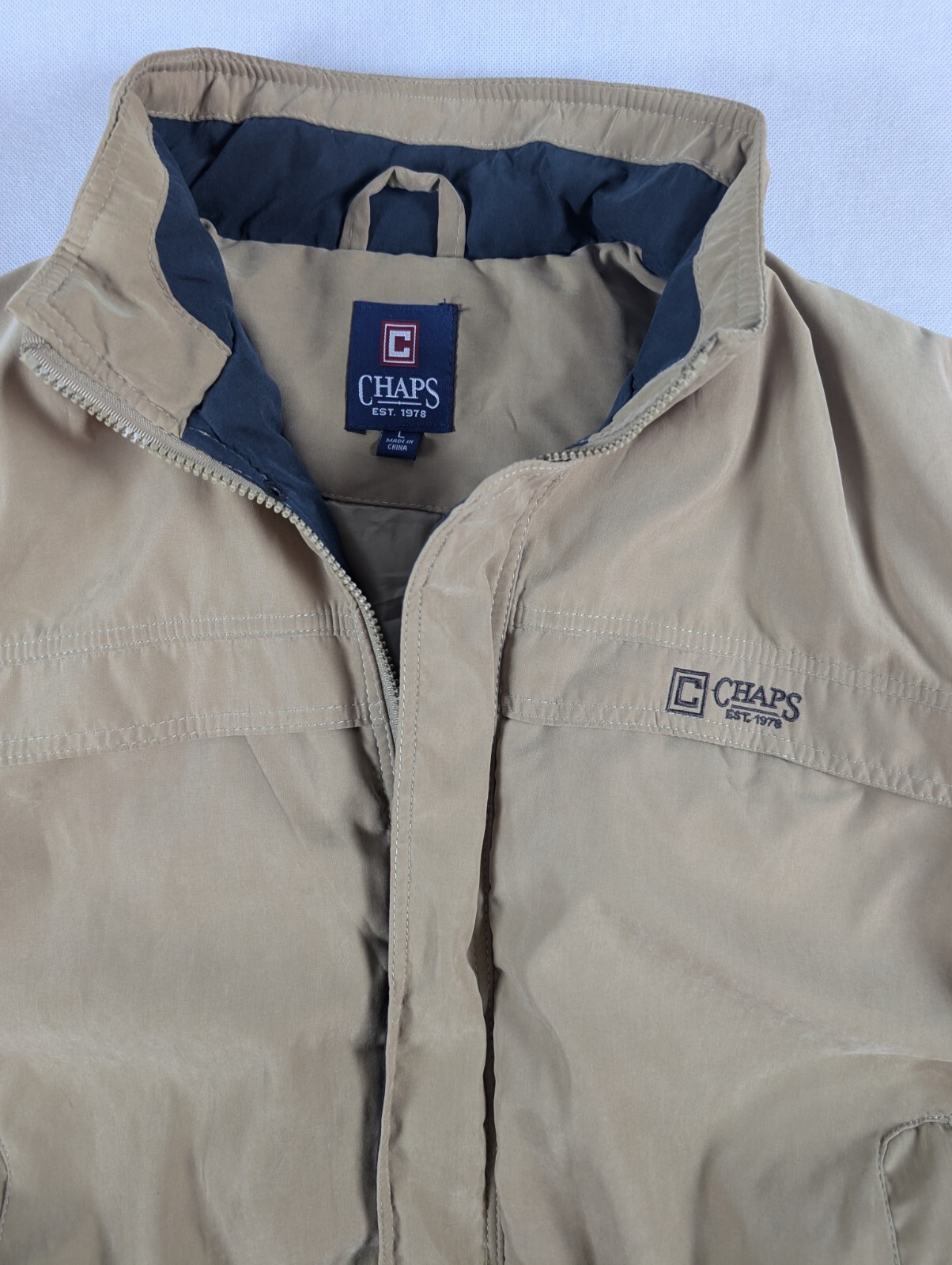 Chaps Khaki Size Large Soft Shell Jacket Lined Fu… - image 2