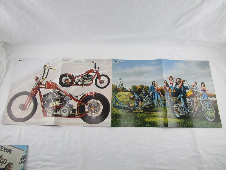 Póster plegable central David Mann y bicicleta/hermosa dama Easyriders lote de 3 envío gratuito Foto 2 de 4